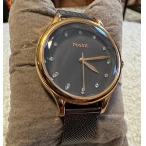 Fossil Gold Case Black Dial Watch